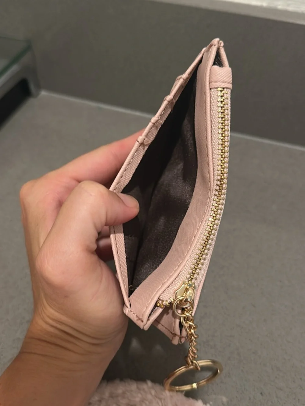 Pink Card Holder Keychain Wallet - Compact Women's Accessory